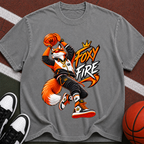 Foxy Fire Basketball Graphic T-Shirt — Streetwear Fox Mascot Tee
