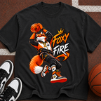 Foxy Fire Basketball Graphic T-Shirt — Streetwear Fox Mascot Tee