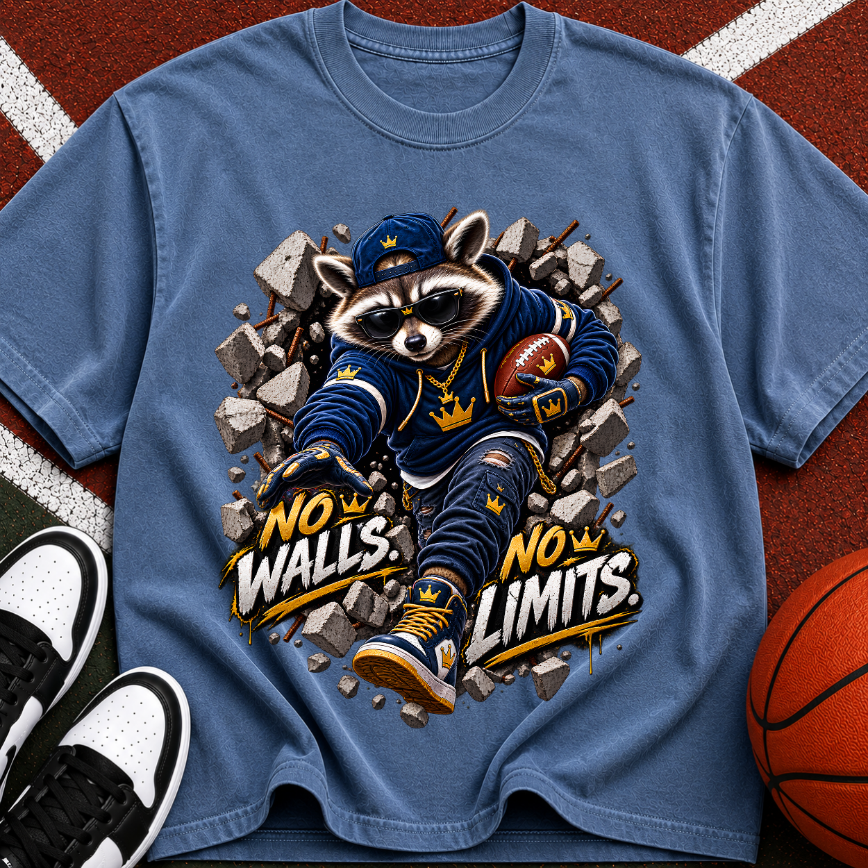 No Walls No Limits Raccoon Graphic T-Shirt