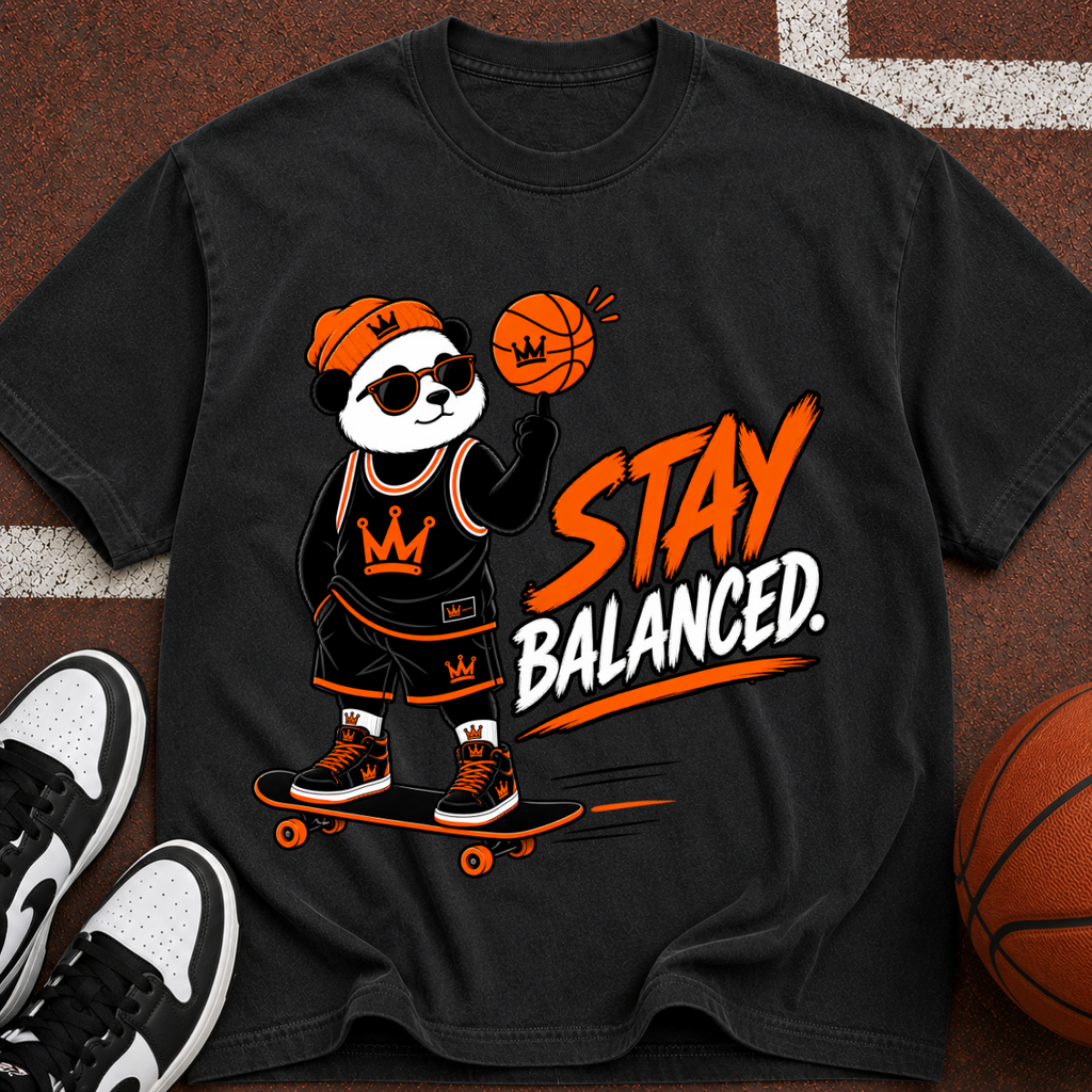 Stay Balanced Panda Skateboard T-Shirt