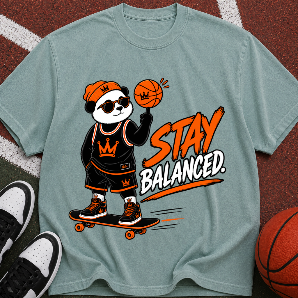 Stay Balanced Panda Skateboard T-Shirt