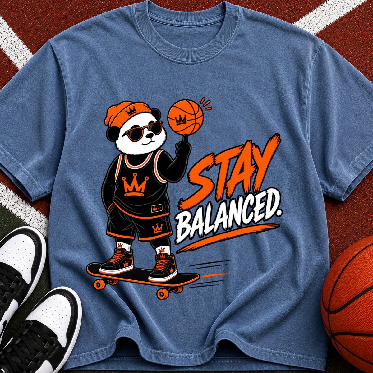 Stay Balanced Panda Skateboard T-Shirt