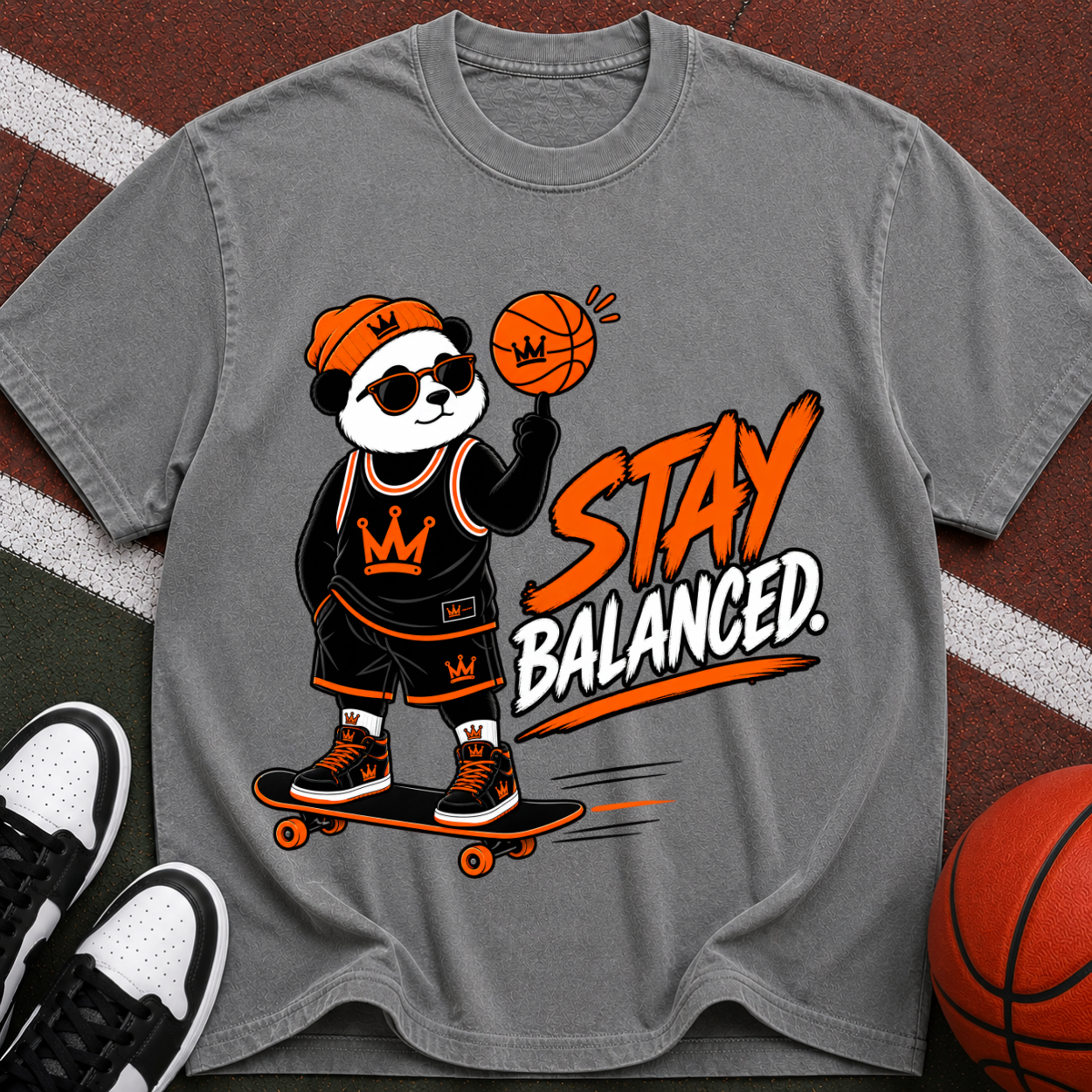 Stay Balanced Panda Skateboard T-Shirt
