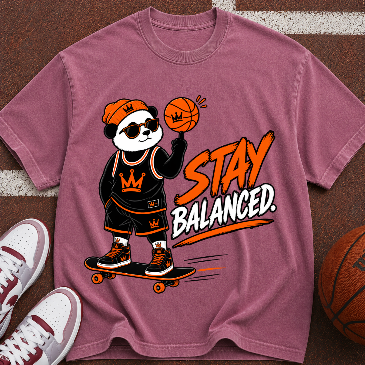 Stay Balanced Panda Skateboard T-Shirt