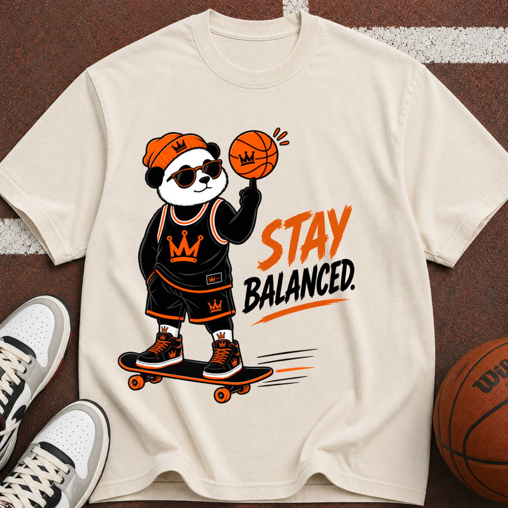 Stay Balanced Panda Skateboard T-Shirt