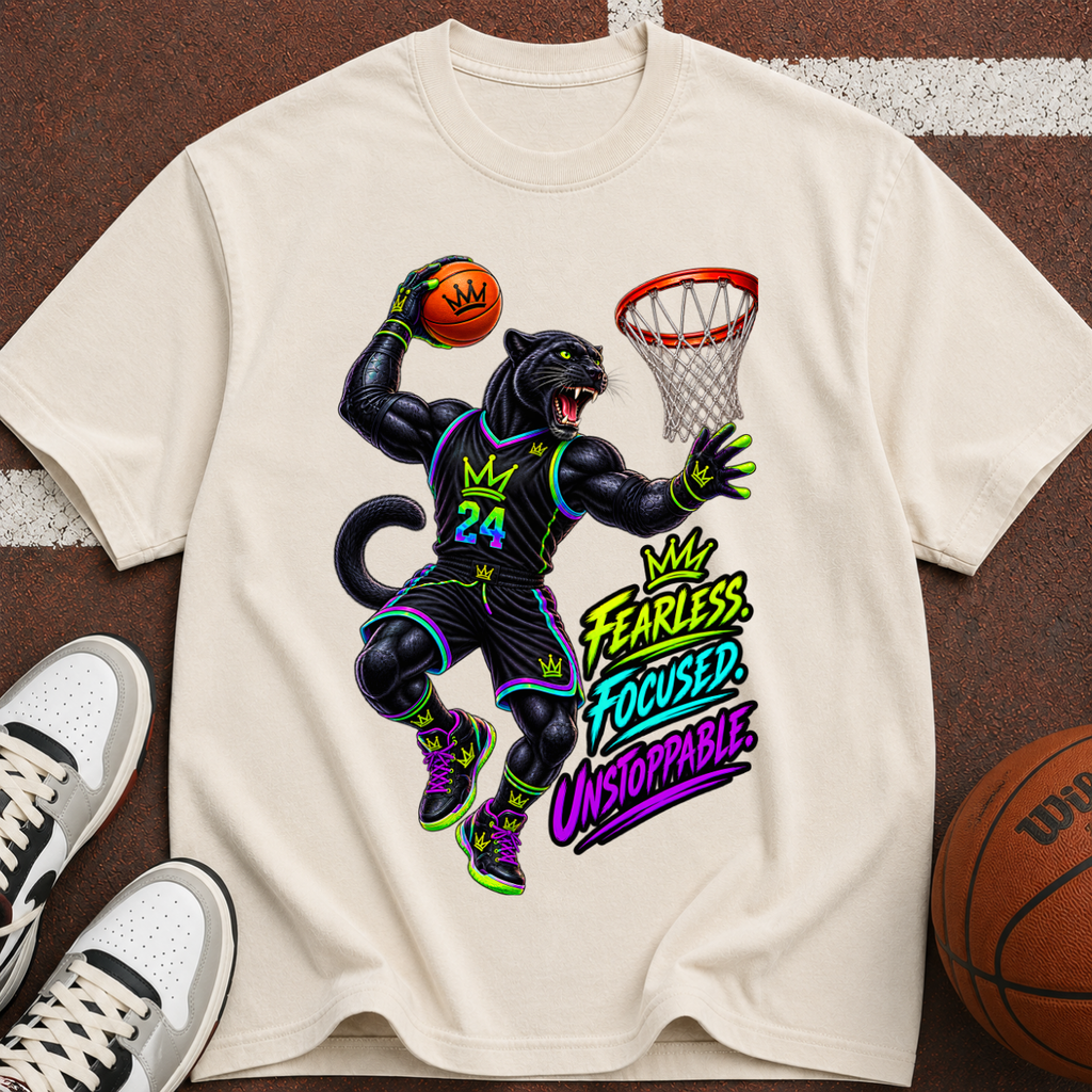 Panther Dunk Basketball T-Shirt — "Fearless, Focused, Unstoppable"