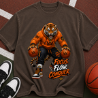 Tiger Basketball Tee — "Focus Flow Conquer" Motivational Sports T-Shirt