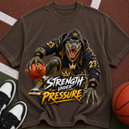 Strength Under Pressure Basketball T-Shirt — Dino Hoop Graphic Tee