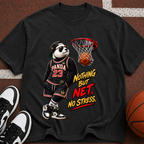 Panda 23 Basketball T-Shirt — “Nothing But Net, No Stress” Vintage Graphic Tee