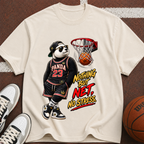 Panda 23 Basketball T-Shirt — “Nothing But Net, No Stress” Vintage Graphic Tee