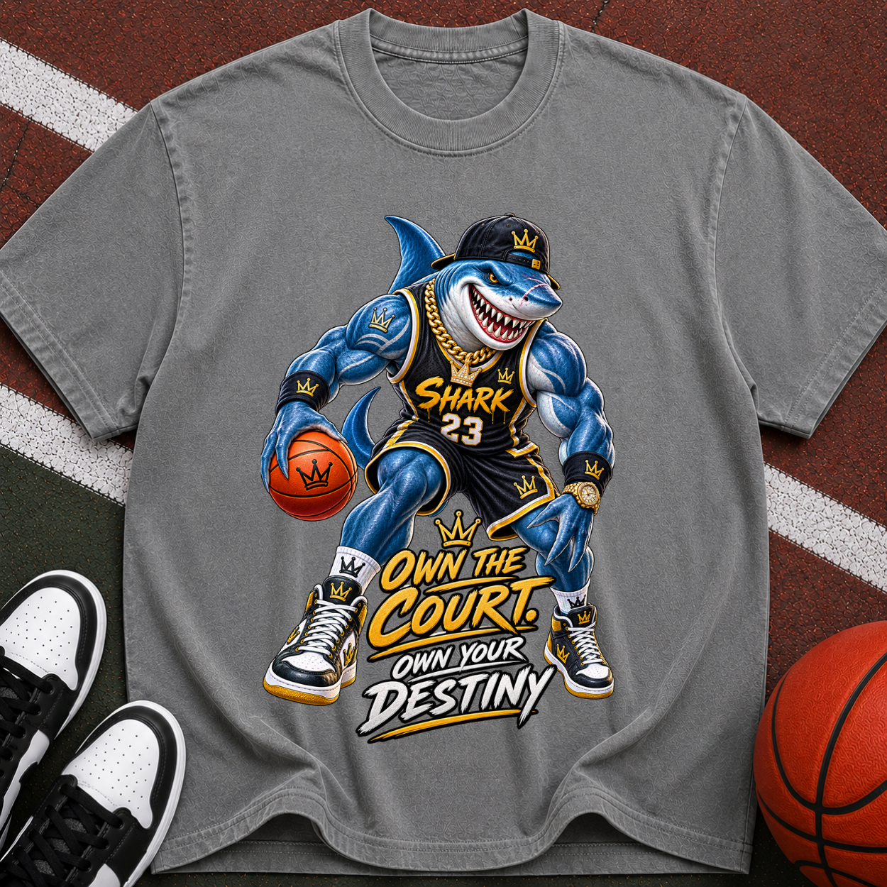 Basketball Shark Graphic Tee — "Own the Court, Own Your Destiny"