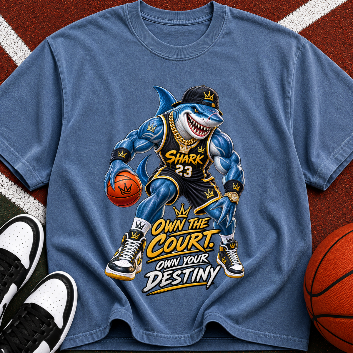 Basketball Shark Graphic Tee — "Own the Court, Own Your Destiny"