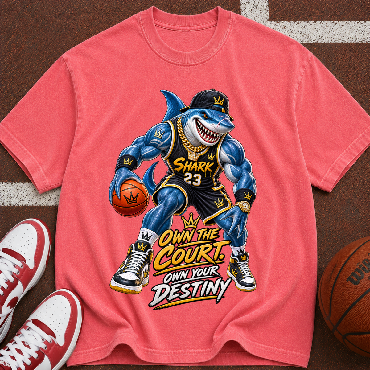 Basketball Shark Graphic Tee — "Own the Court, Own Your Destiny"