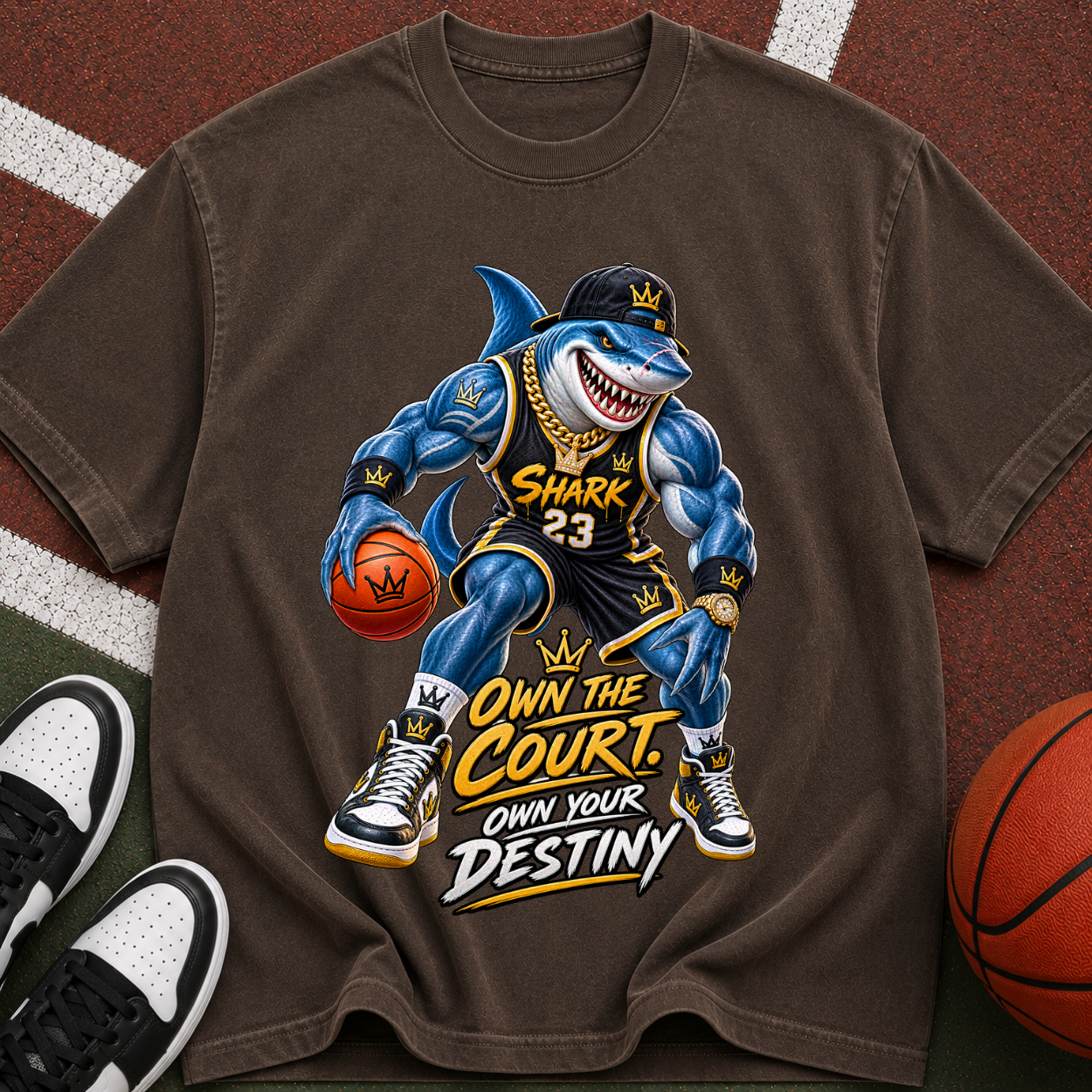 Basketball Shark Graphic Tee — "Own the Court, Own Your Destiny"