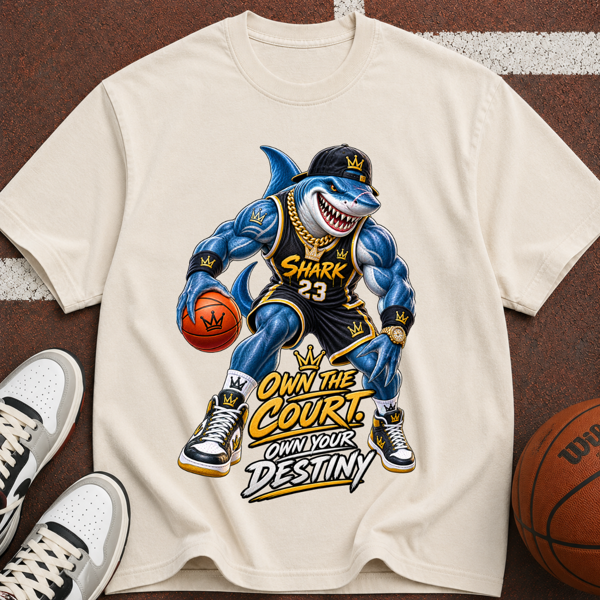 Basketball Shark Graphic Tee — "Own the Court, Own Your Destiny"
