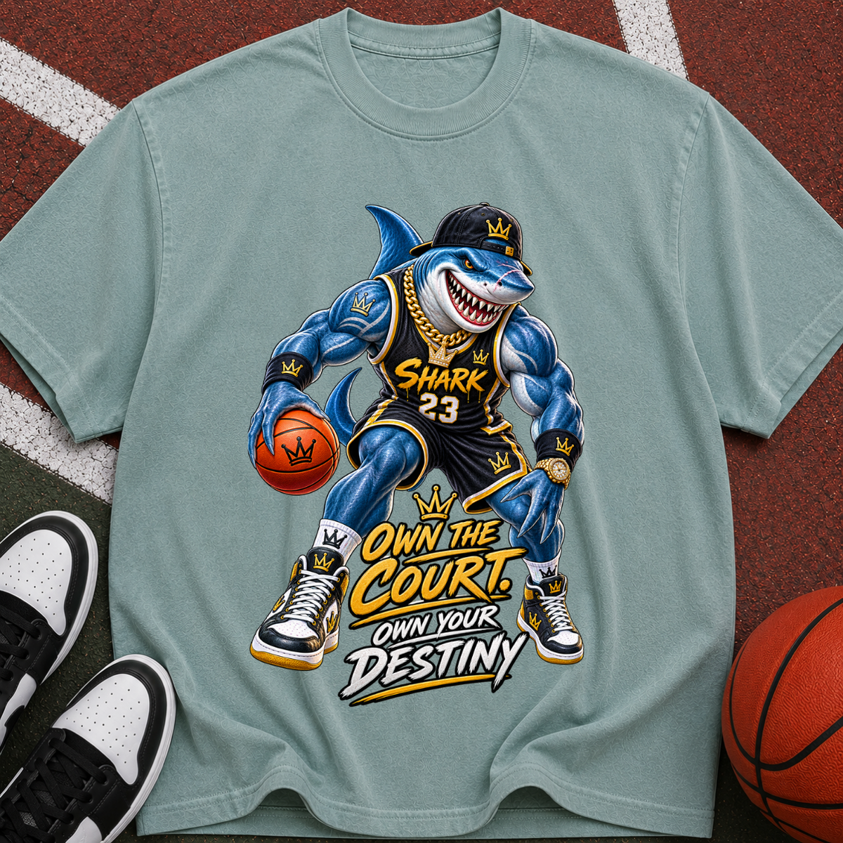 Basketball Shark Graphic Tee — "Own the Court, Own Your Destiny"