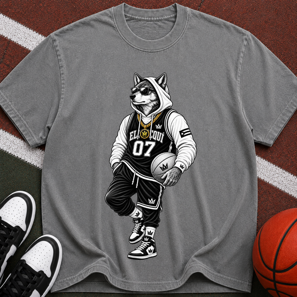 Basketball Graphic T‑Shirt — Retro Animal Streetwear Tee