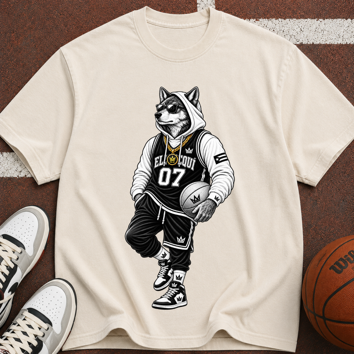 Basketball Graphic T‑Shirt — Retro Animal Streetwear Tee