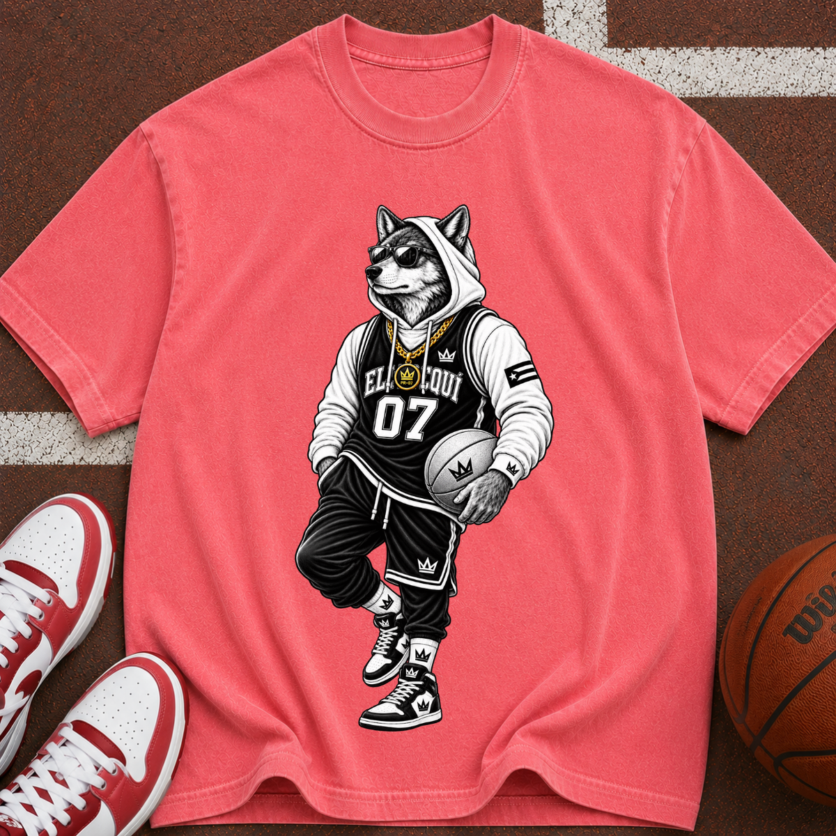 Basketball Graphic T‑Shirt — Retro Animal Streetwear Tee
