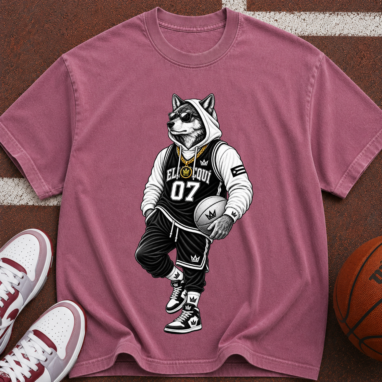 Basketball Graphic T‑Shirt — Retro Animal Streetwear Tee