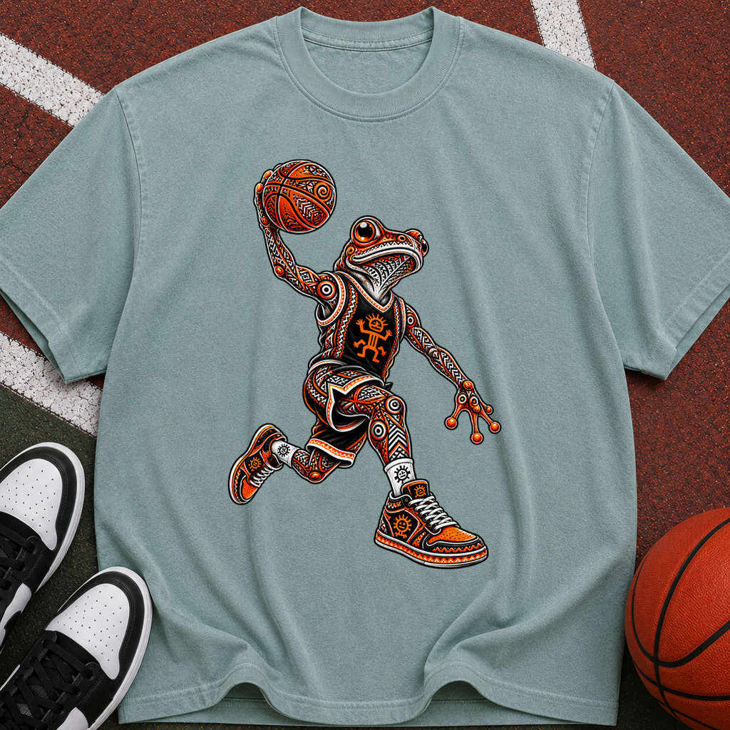 Frog Dunk Basketball T-Shirt — Retro Streetwear Athlete Graphic Tee