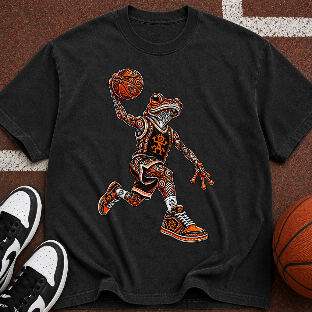 Frog Dunk Basketball T-Shirt — Retro Streetwear Athlete Graphic Tee
