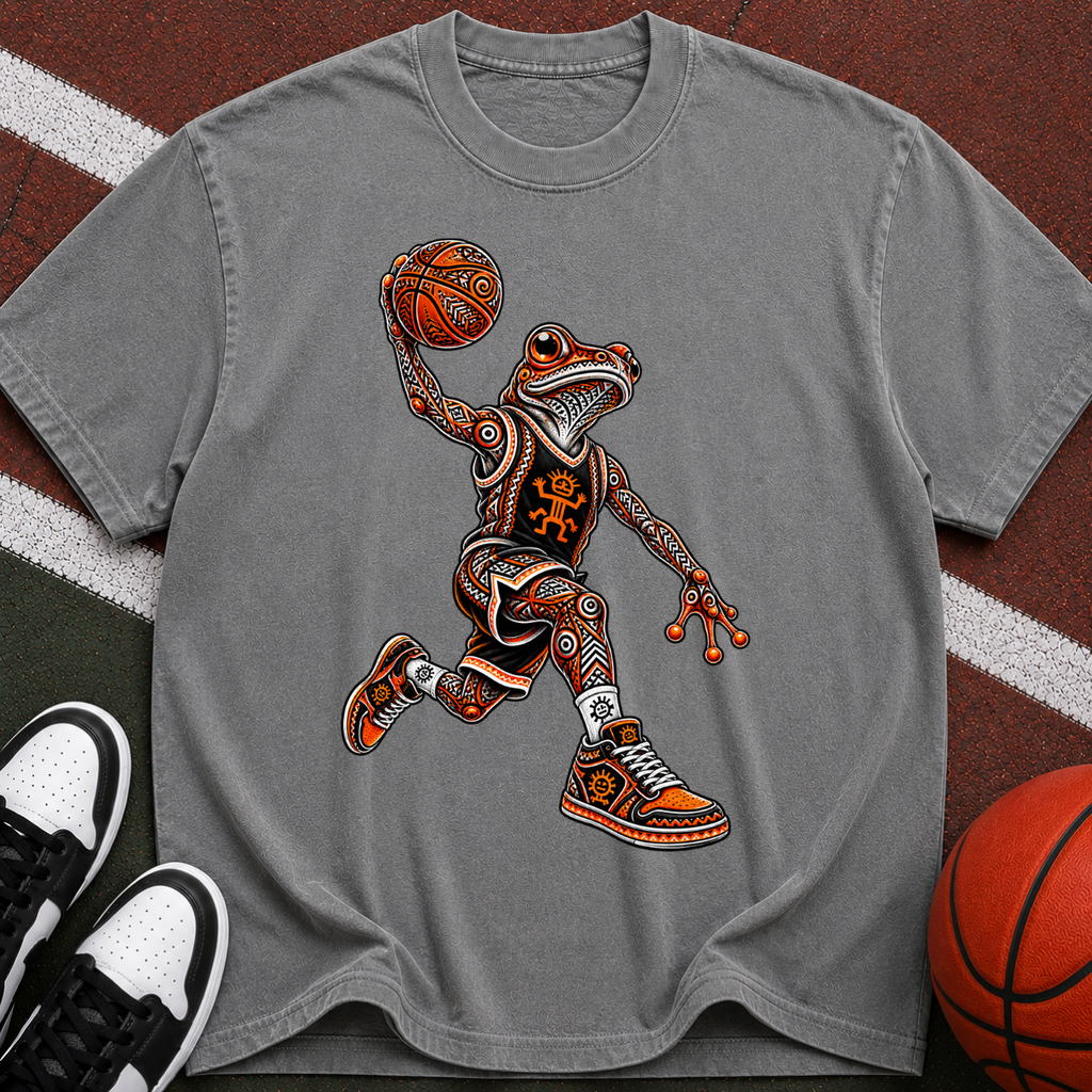 Frog Dunk Basketball T-Shirt — Retro Streetwear Athlete Graphic Tee