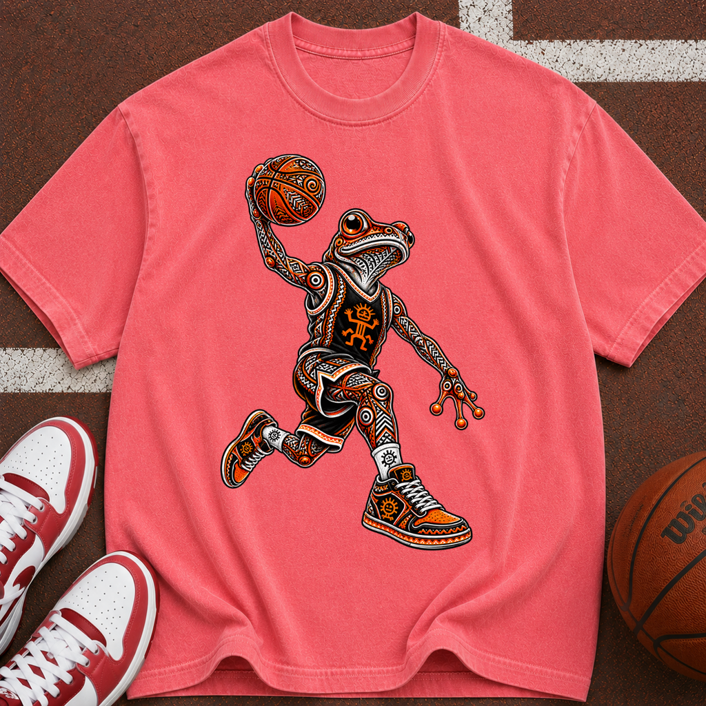 Frog Dunk Basketball T-Shirt — Retro Streetwear Athlete Graphic Tee