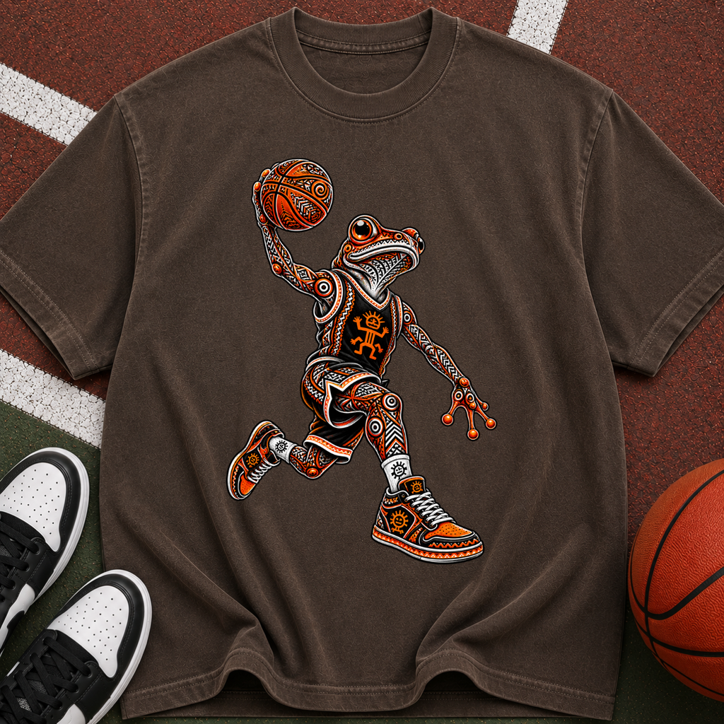 Frog Dunk Basketball T-Shirt — Retro Streetwear Athlete Graphic Tee