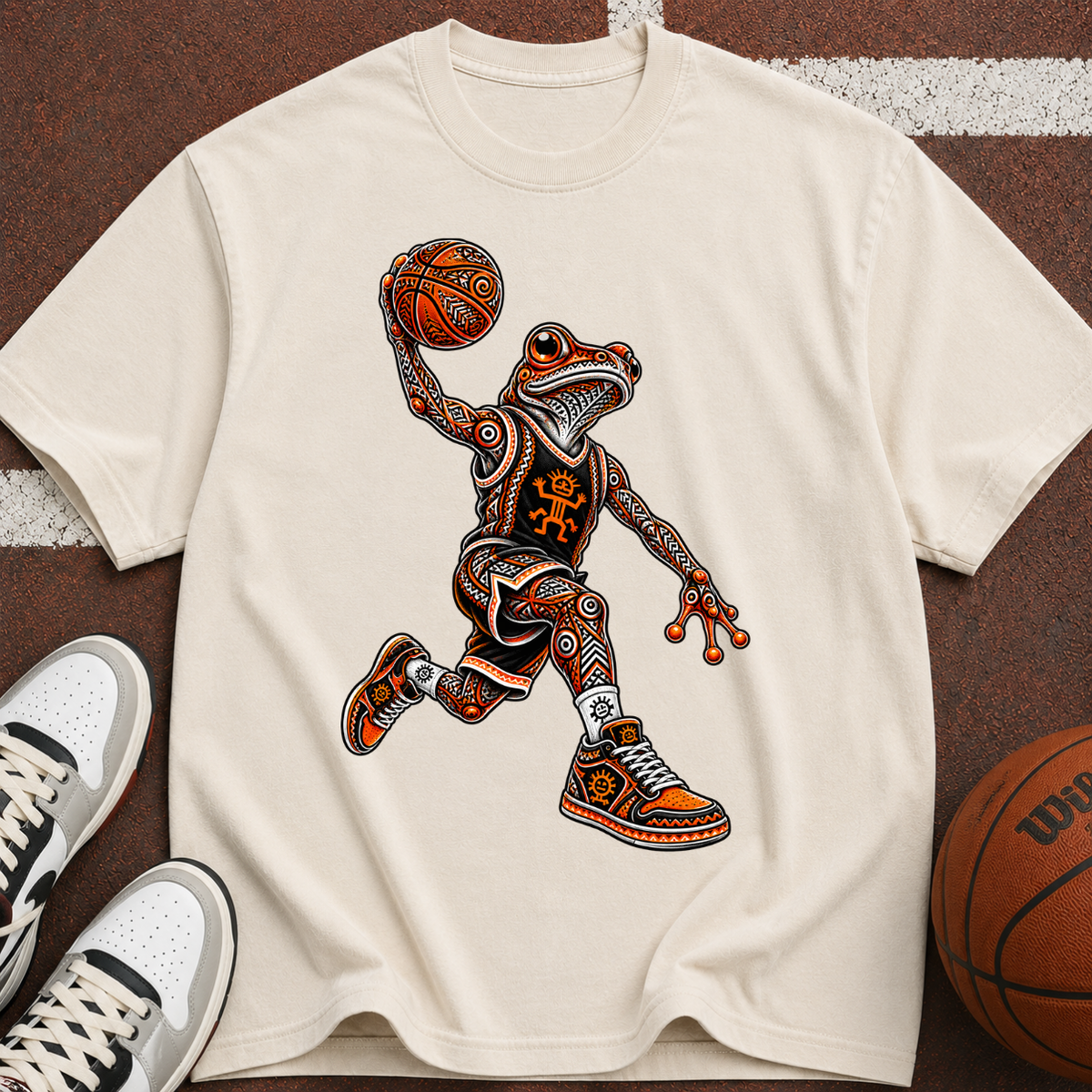 Frog Dunk Basketball T-Shirt — Retro Streetwear Athlete Graphic Tee