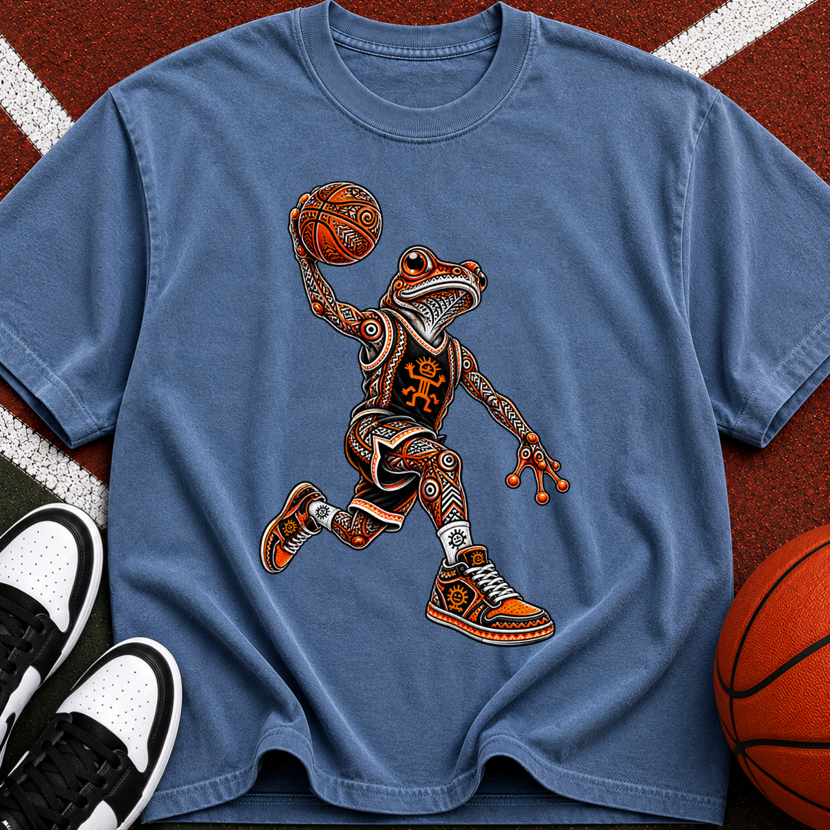 Frog Dunk Basketball T-Shirt — Retro Streetwear Athlete Graphic Tee