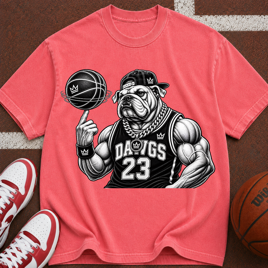 Bulldog Basketball Tee — "Dawgs 23" Vintage Crewneck T-Shirt