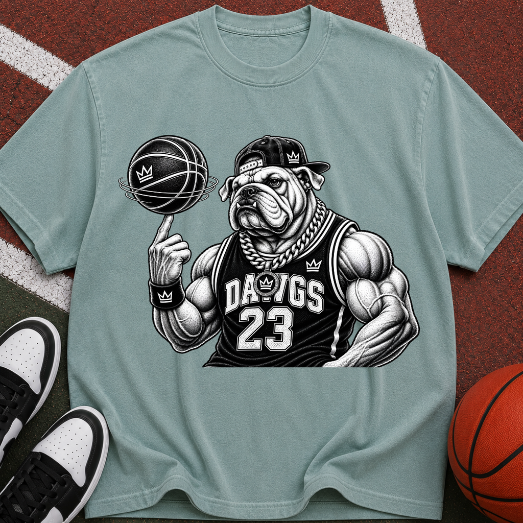Bulldog Basketball Tee — "Dawgs 23" Vintage Crewneck T-Shirt