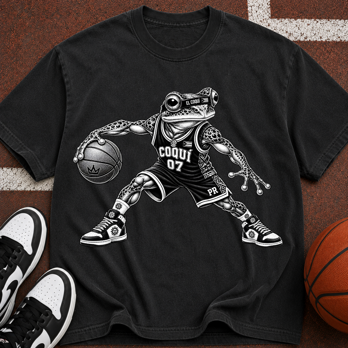 Basketball El Coqui Graphic T-Shirt — 'Coqui 07' Retro Sports Tee