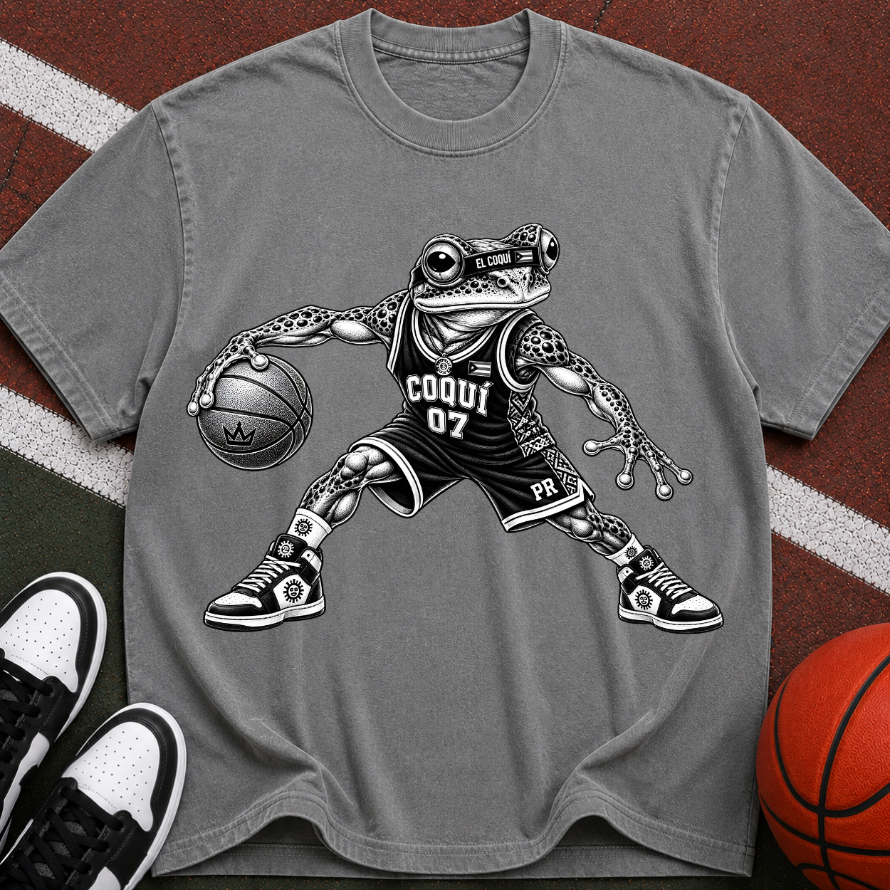 Basketball El Coqui Graphic T-Shirt — 'Coqui 07' Retro Sports Tee