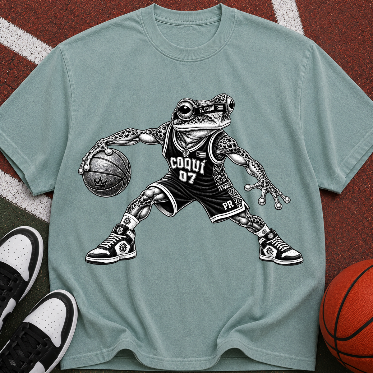 Basketball El Coqui Graphic T-Shirt — 'Coqui 07' Retro Sports Tee