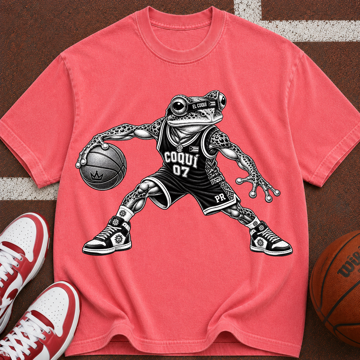 Basketball El Coqui Graphic T-Shirt — 'Coqui 07' Retro Sports Tee