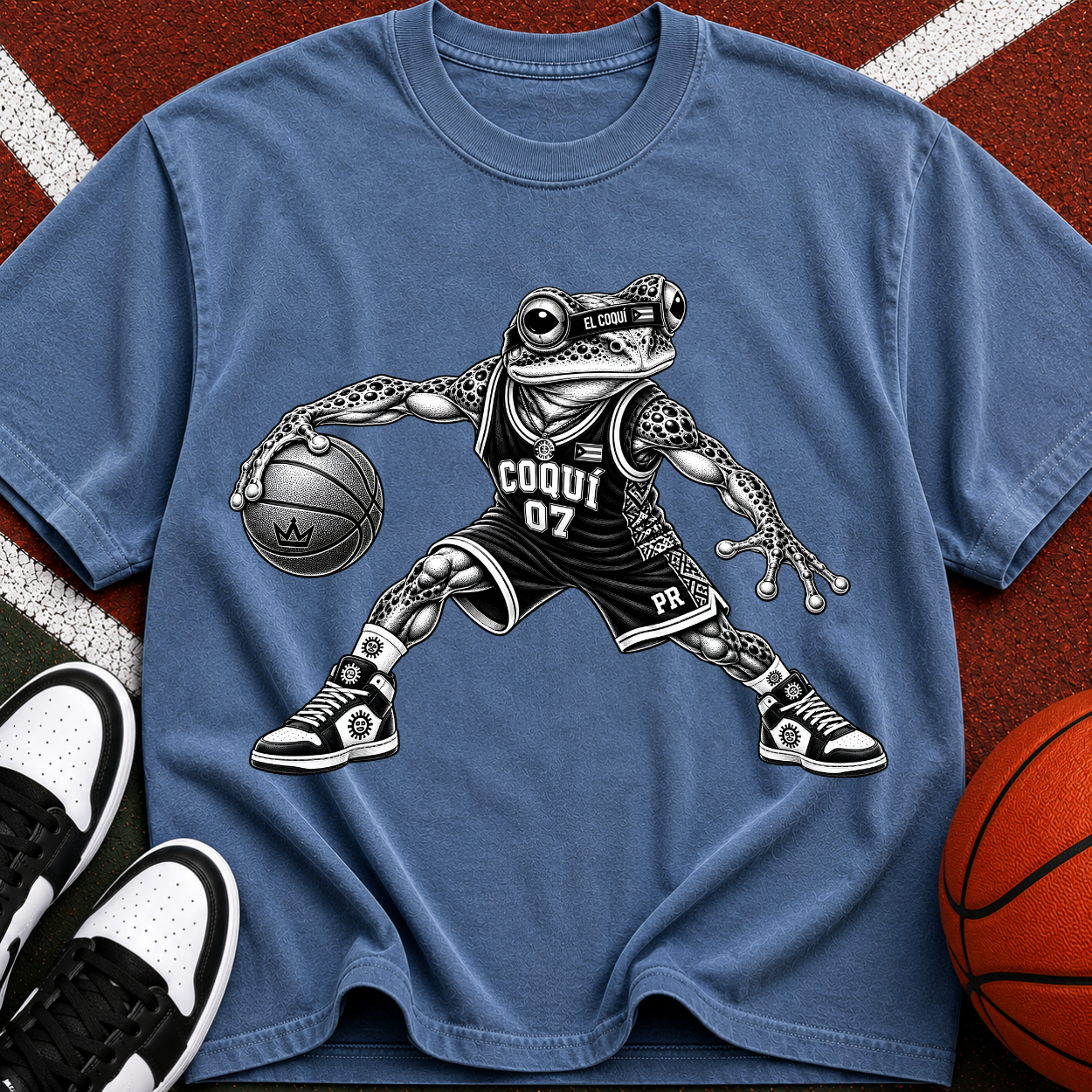 Basketball El Coqui Graphic T-Shirt — 'Coqui 07' Retro Sports Tee