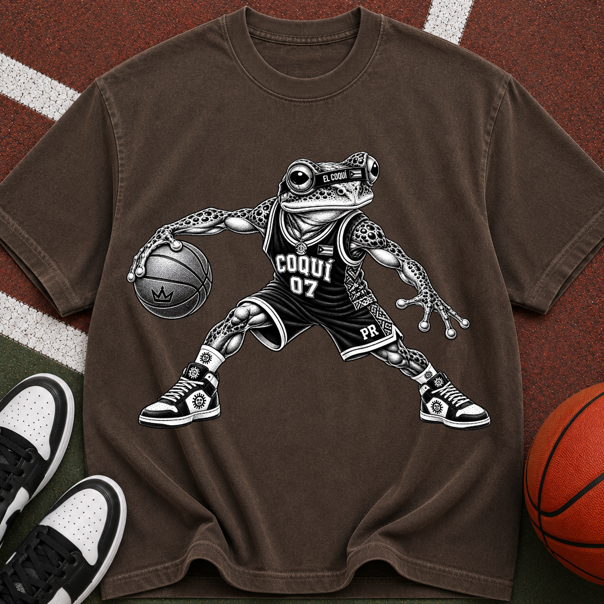 Basketball El Coqui Graphic T-Shirt — 'Coqui 07' Retro Sports Tee