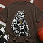 Wolf Mascot Basketball Tee — 'Wolves 23' Graphic T-Shirt