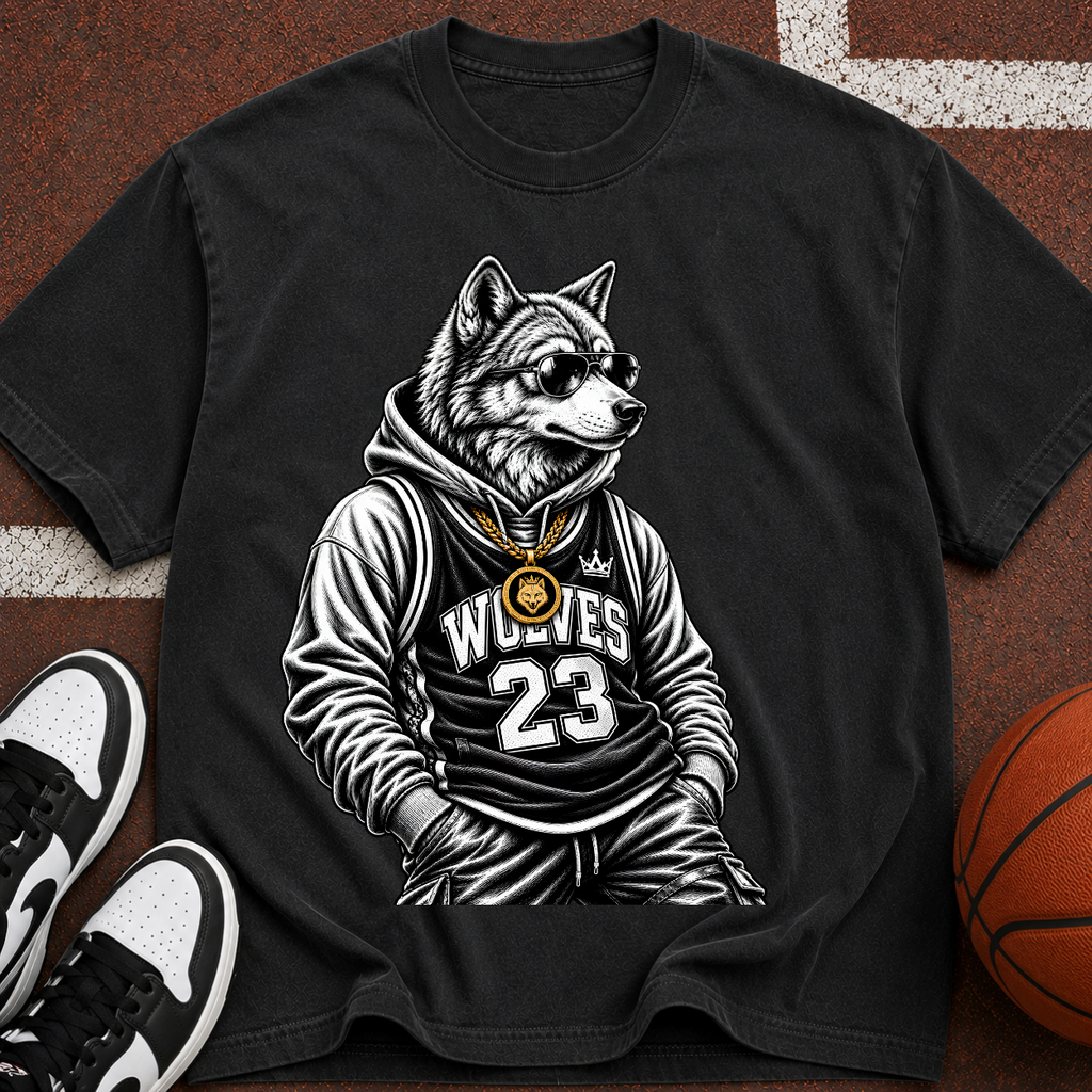 Wolf Mascot Basketball Tee — 'Wolves 23' Graphic T-Shirt