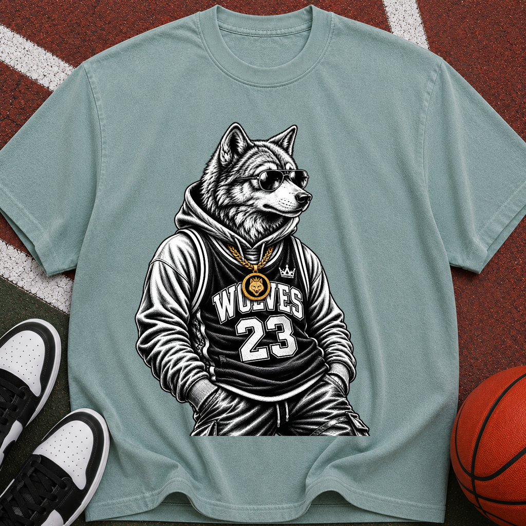 Wolf Mascot Basketball Tee — 'Wolves 23' Graphic T-Shirt