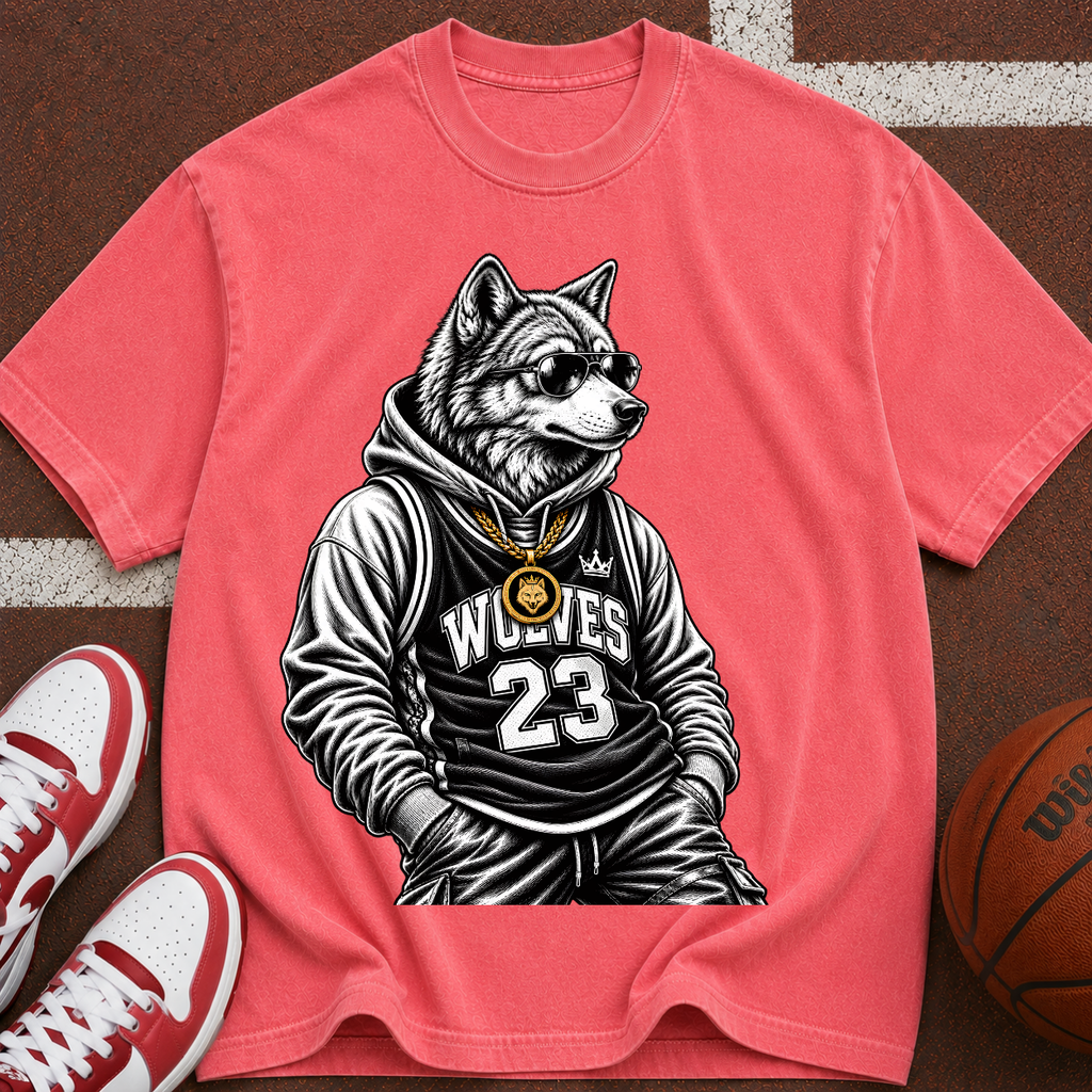 Wolf Mascot Basketball Tee — 'Wolves 23' Graphic T-Shirt