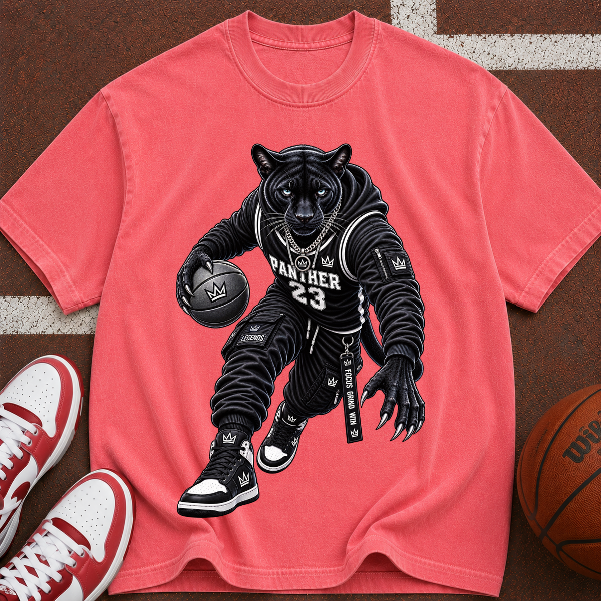 Panther Basketball T-Shirt – Vintage Bear Hoops Grafik-T-Shirt