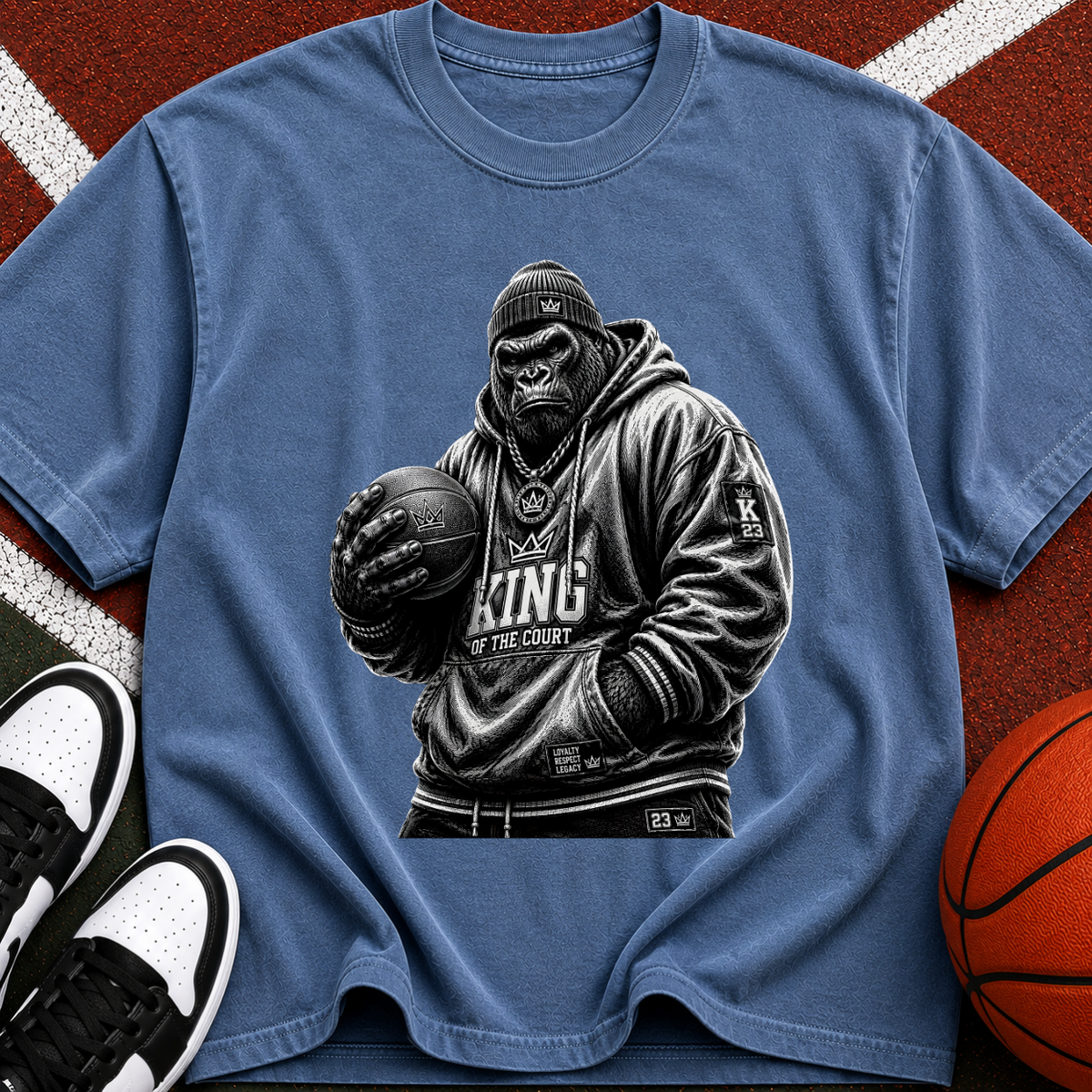 King Gorilla Basketball T-Shirt — Streetwear Graphic Tee