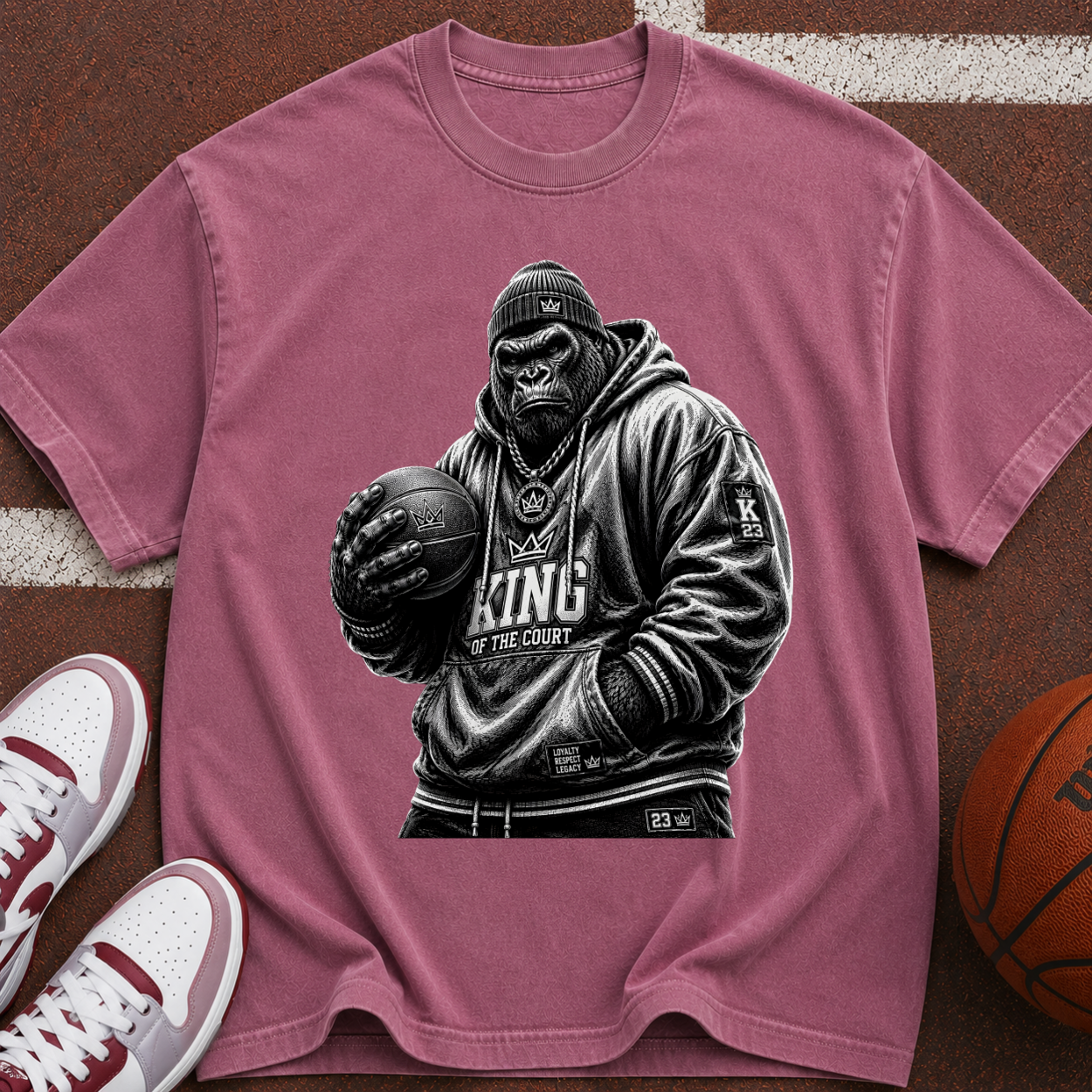 King Gorilla Basketball T-Shirt — Streetwear Graphic Tee