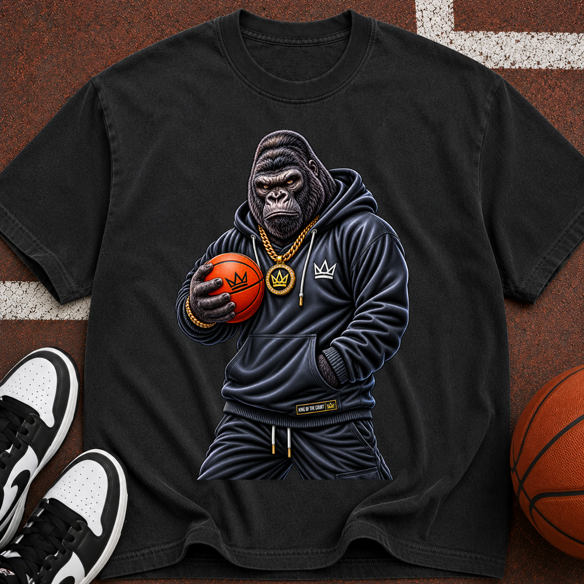 Gorilla Hoops Graphic T-Shirt — Streetwear Basketball Ape Design