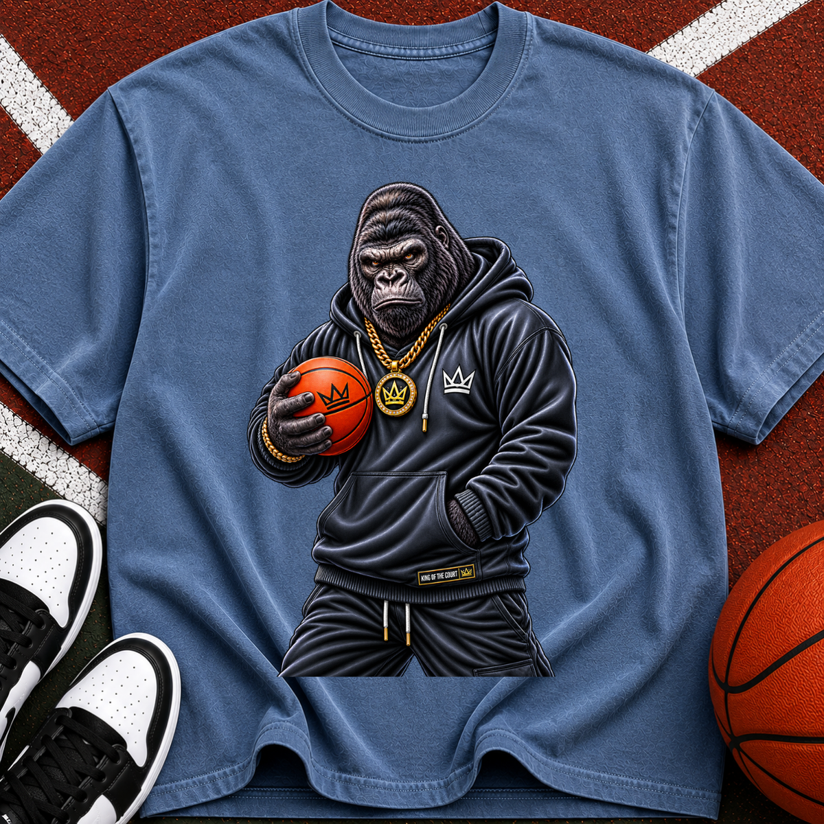 Gorilla Hoops Graphic T-Shirt — Streetwear Basketball Ape Design