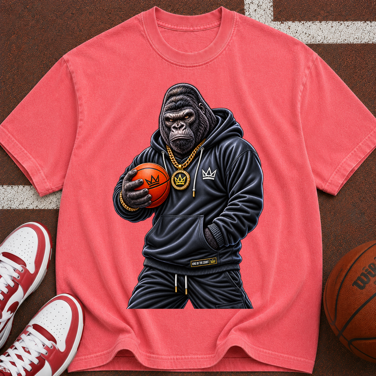 Gorilla Hoops Graphic T-Shirt — Streetwear Basketball Ape Design