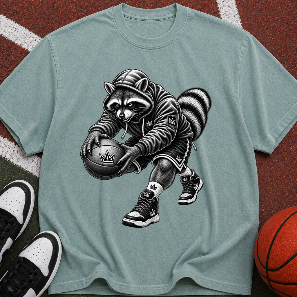 Raccoon Basketball Player Tee — Vintage-Style Sports Graphic T-Shirt